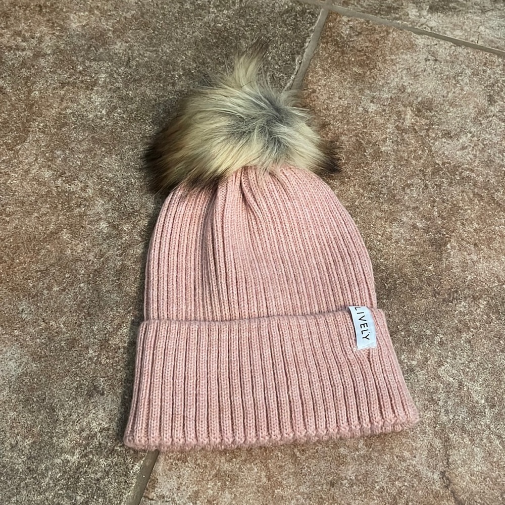 Lively Pink Pom Pom Fur Beanie